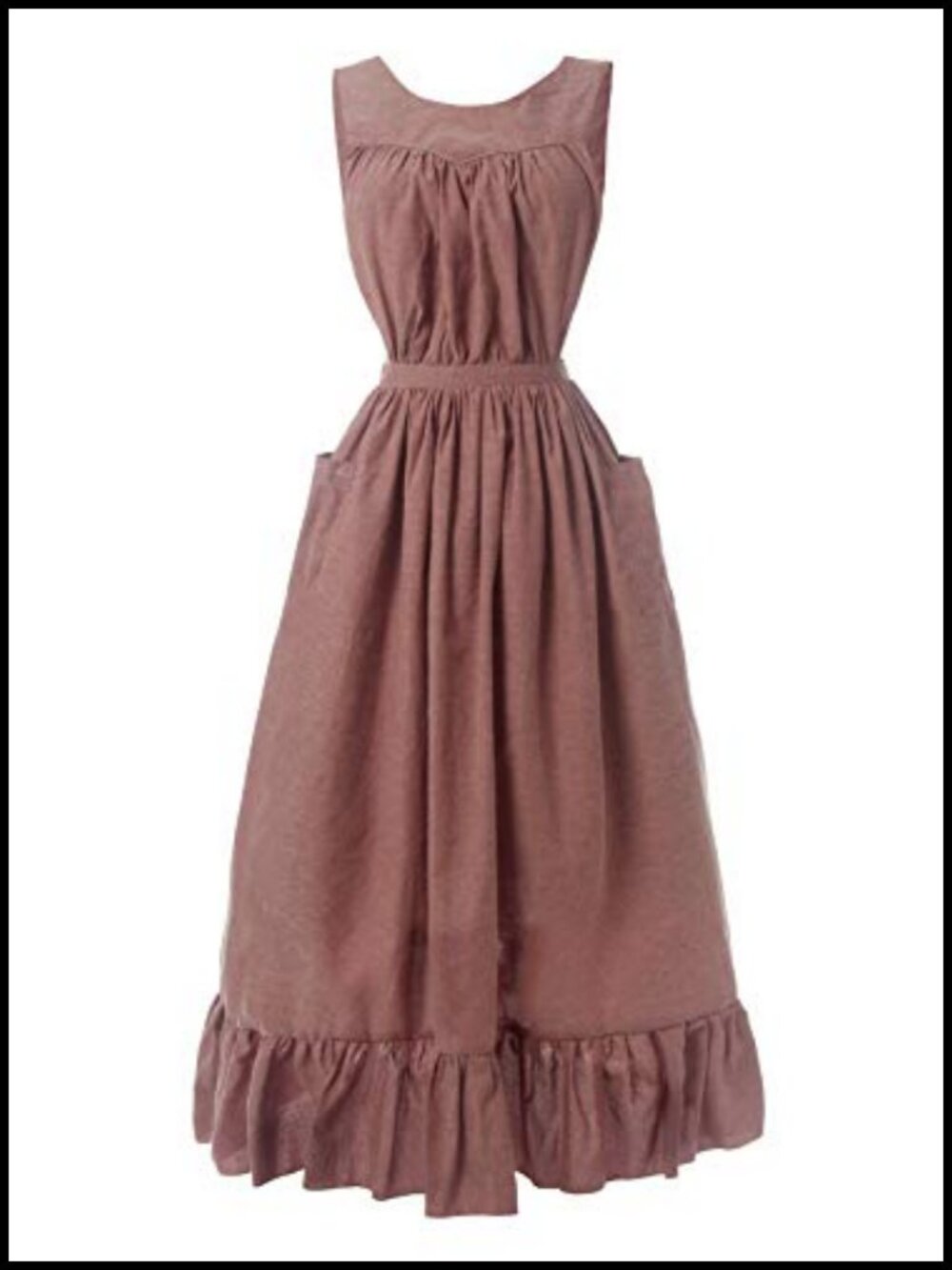 Vintage Ruffle Apron Colonial Pioneer Pinafore Cross Back
